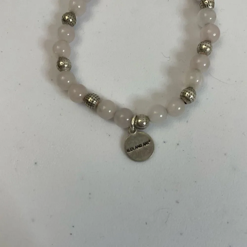 Alex and Ani| White Jade| Silver accent|Stretch bracelet